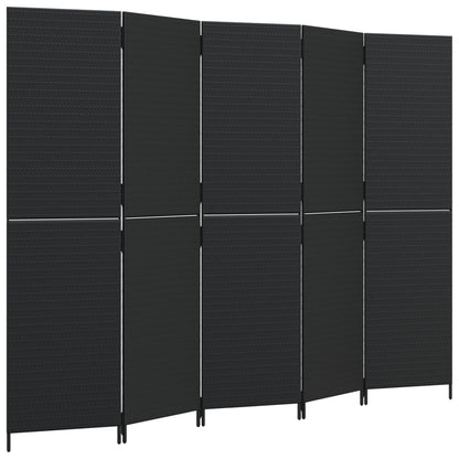 Paravent 5-tlg. Schwarz Poly Rattan - Pazzar.ch