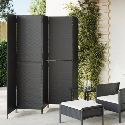 Paravent 5-tlg. Schwarz Poly Rattan - Pazzar.ch