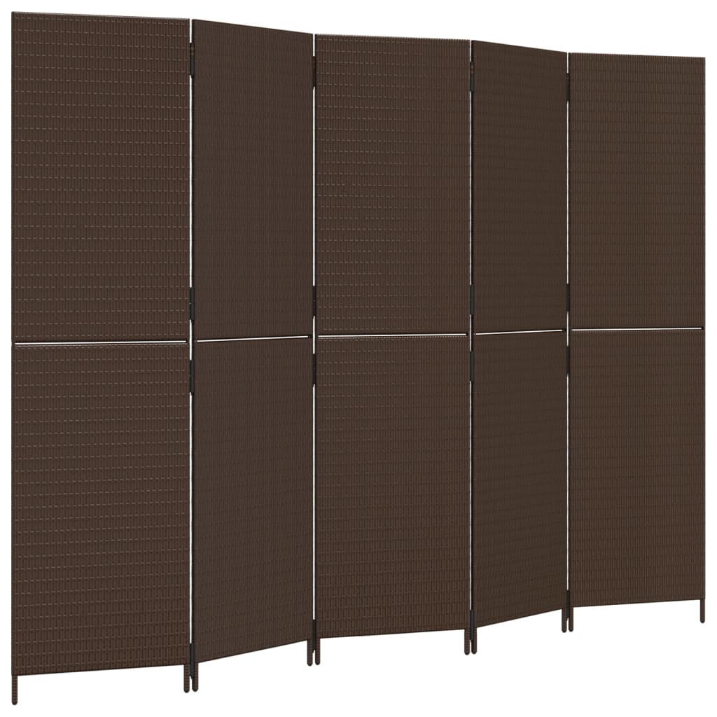 Paravent 5-tlg. Braun Poly Rattan - Pazzar.ch