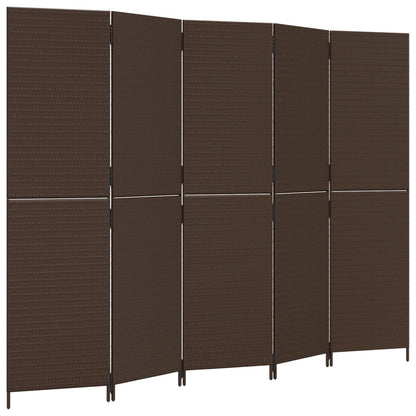 Paravent 5-tlg. Braun Poly Rattan - Pazzar.ch