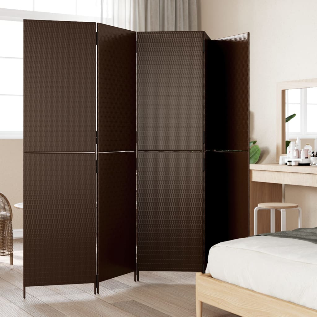 Paravent 5-tlg. Braun Poly Rattan - Pazzar.ch