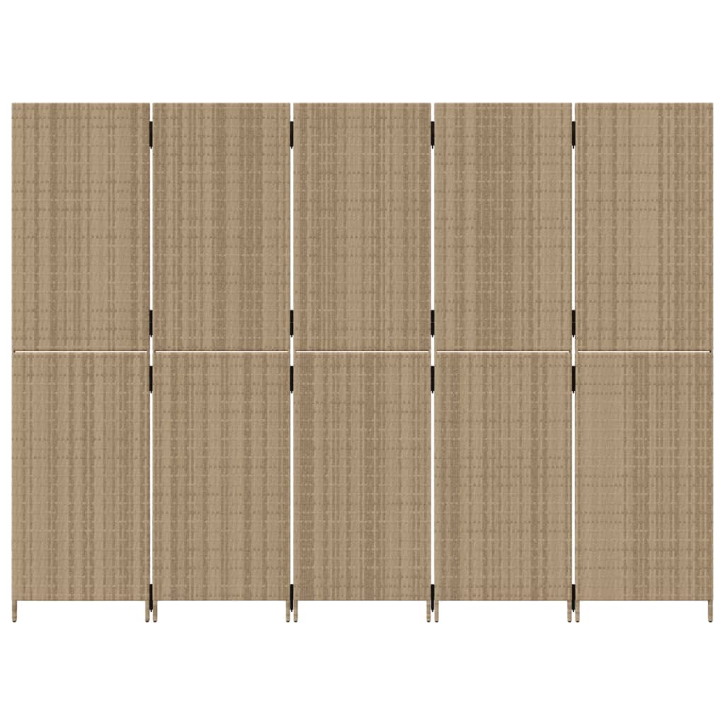 Paravent 5-tlg. Beige Poly Rattan - Pazzar.ch