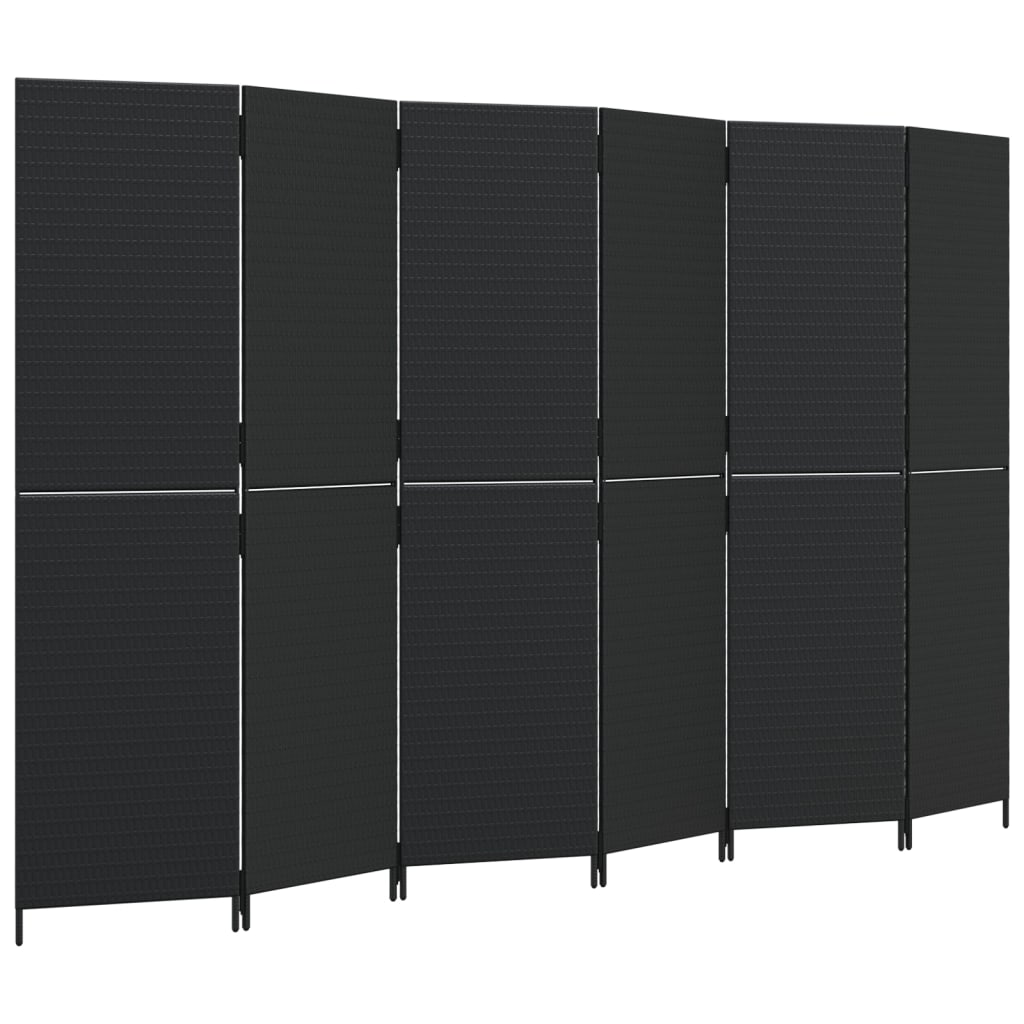 Paravent 6-tlg. Schwarz Poly Rattan - Pazzar.ch