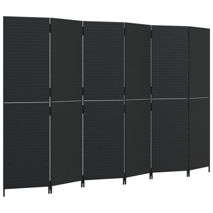 Paravent 6-tlg. Schwarz Poly Rattan - Pazzar.ch