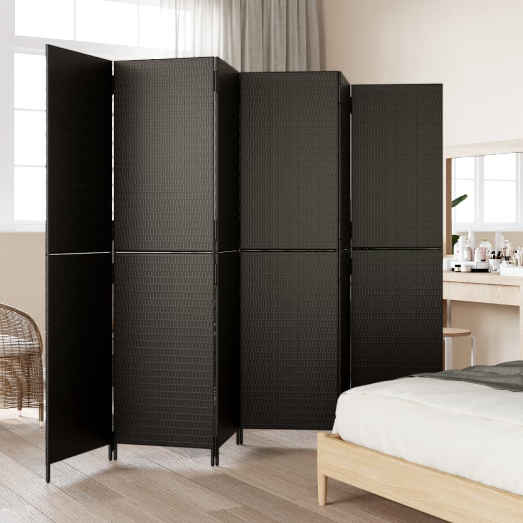 Paravent 6-tlg. Schwarz Poly Rattan - Pazzar.ch