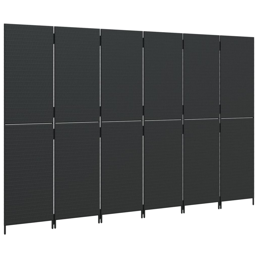 Paravent 6-tlg. Schwarz Poly Rattan - Pazzar.ch