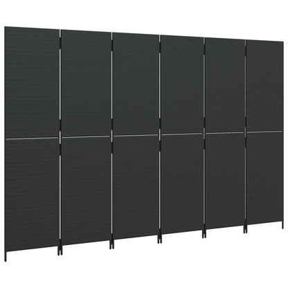 Paravent 6-tlg. Schwarz Poly Rattan - Pazzar.ch