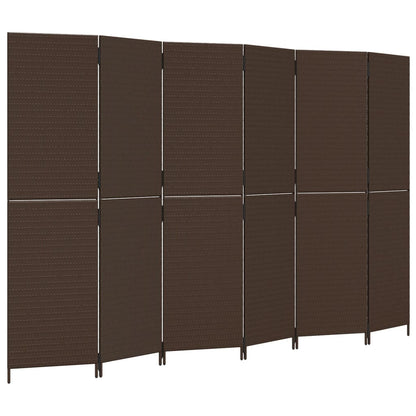 Paravent 6-tlg. Braun Poly Rattan - Pazzar.ch