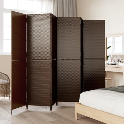 Paravent 6-tlg. Braun Poly Rattan - Pazzar.ch