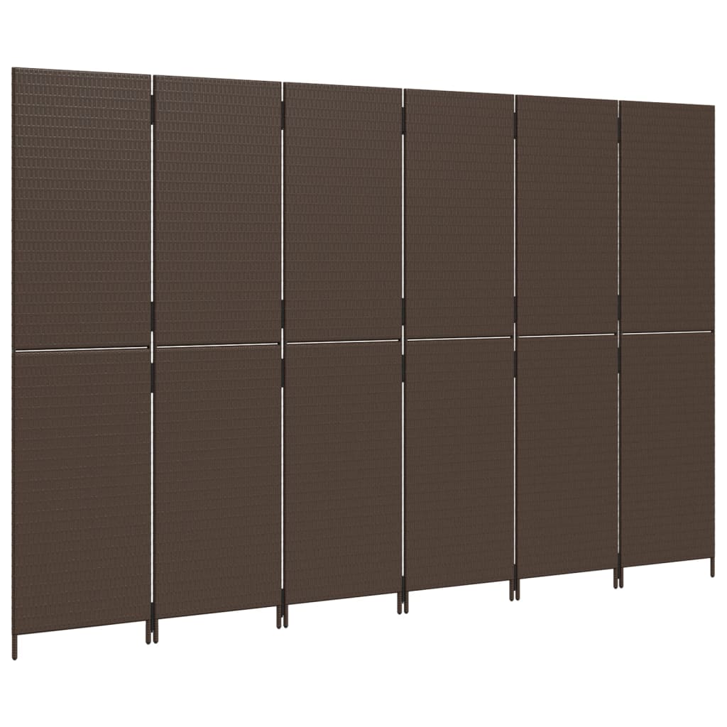 Paravent 6-tlg. Braun Poly Rattan - Pazzar.ch
