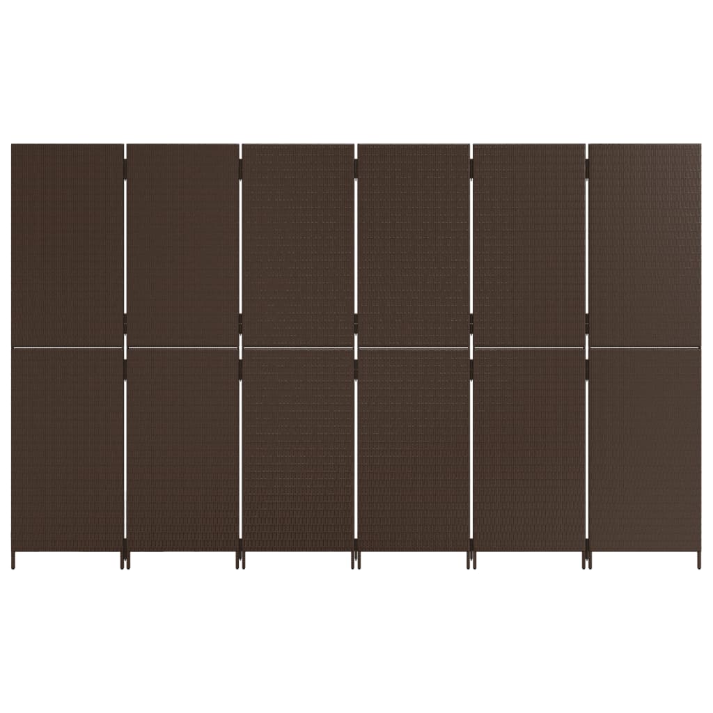 Paravent 6-tlg. Braun Poly Rattan - Pazzar.ch