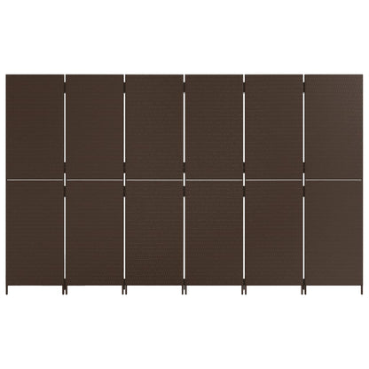 Paravent 6-tlg. Braun Poly Rattan - Pazzar.ch