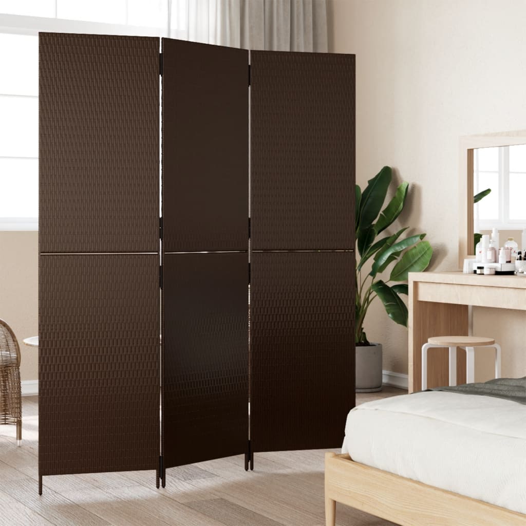 Paravent 3-tlg. Braun Poly Rattan - Pazzar.ch