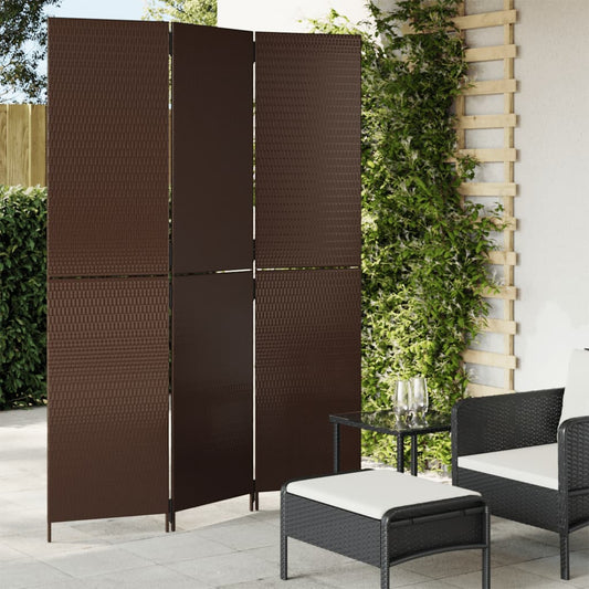 Paravent 3-tlg. Braun Poly Rattan - Pazzar.ch