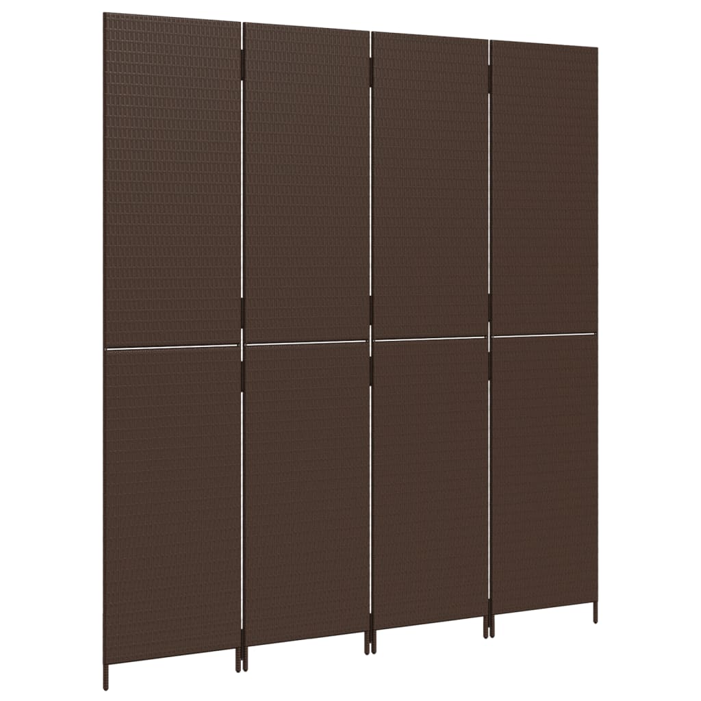 Paravent 4-tlg. Braun Poly Rattan - Pazzar.ch