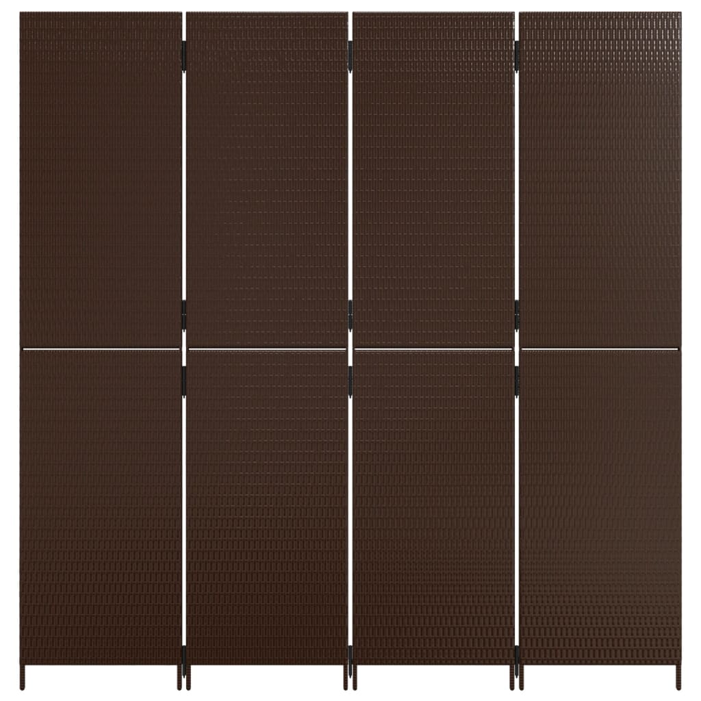 Paravent 4-tlg. Braun Poly Rattan - Pazzar.ch