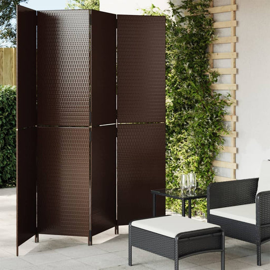 Paravent 4-tlg. Braun Poly Rattan - Pazzar.ch