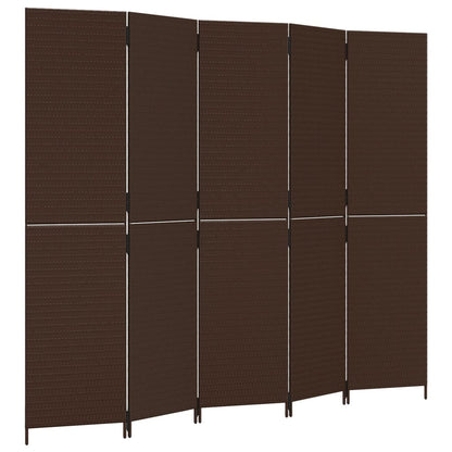 Paravent 5-tlg. Braun Poly Rattan - Pazzar.ch