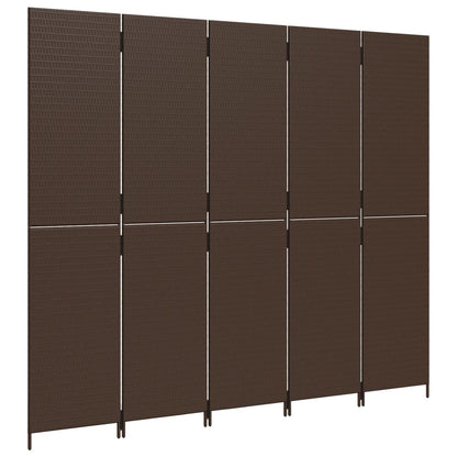 Paravent 5-tlg. Braun Poly Rattan - Pazzar.ch