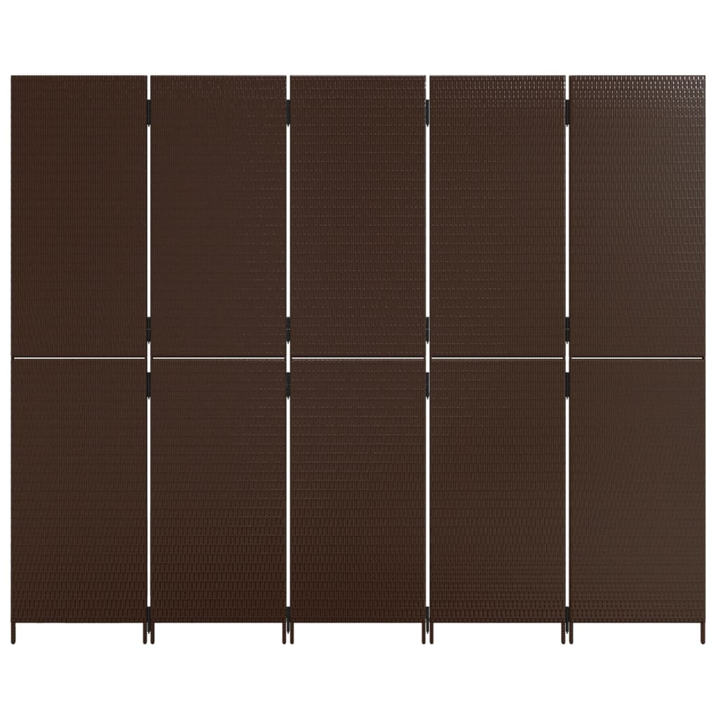 Paravent 5-tlg. Braun Poly Rattan - Pazzar.ch