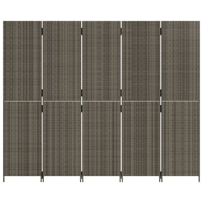 Paravent 5-tlg. Grau Poly Rattan - Pazzar.ch