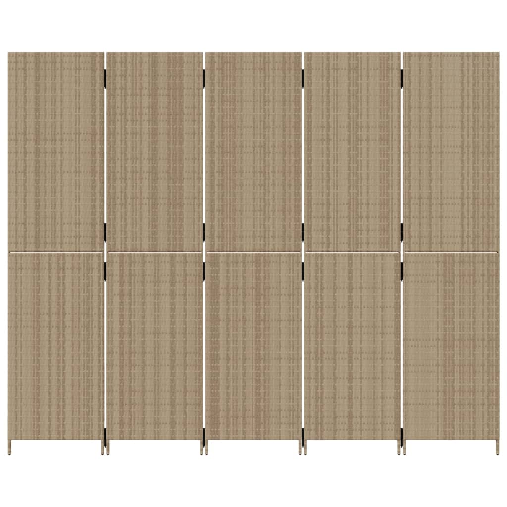 Paravent 5-tlg. Beige Poly Rattan - Pazzar.ch