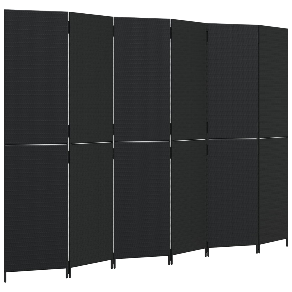 Paravent 6-tlg. Schwarz Poly Rattan - Pazzar.ch