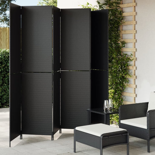 Paravent 6-tlg. Schwarz Poly Rattan - Pazzar.ch