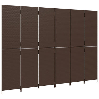 Paravent 6-tlg. Braun Poly Rattan - Pazzar.ch
