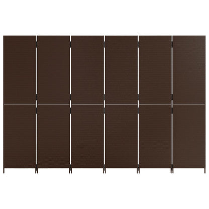 Paravent 6-tlg. Braun Poly Rattan - Pazzar.ch