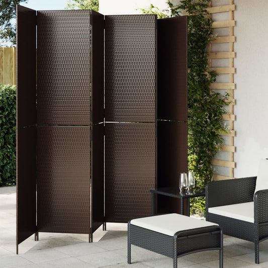 Paravent 6-tlg. Braun Poly Rattan - Pazzar.ch
