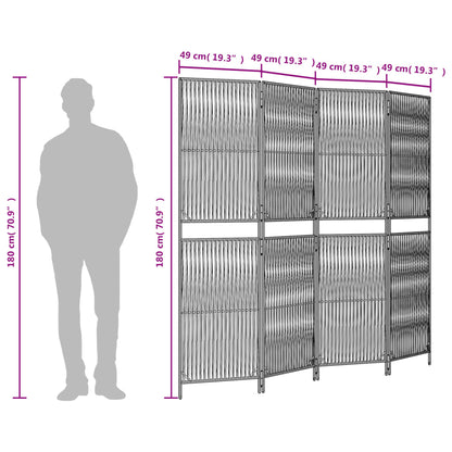 Paravent 4-tlg. Schwarz Poly Rattan - Pazzar.ch