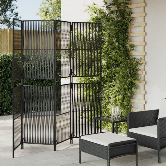 Paravent 4-tlg. Schwarz Poly Rattan - Pazzar.ch