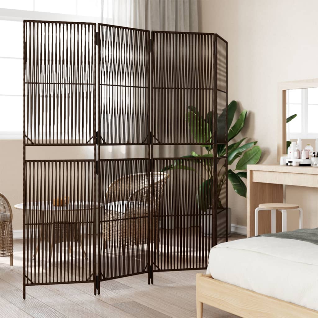 Paravent 4-tlg. Braun Poly Rattan - Pazzar.ch
