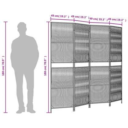 Paravent 4-tlg. Braun Poly Rattan - Pazzar.ch