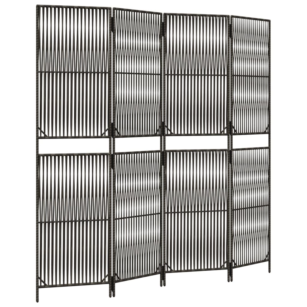 Paravent 4-tlg. Grau Poly Rattan - Pazzar.ch