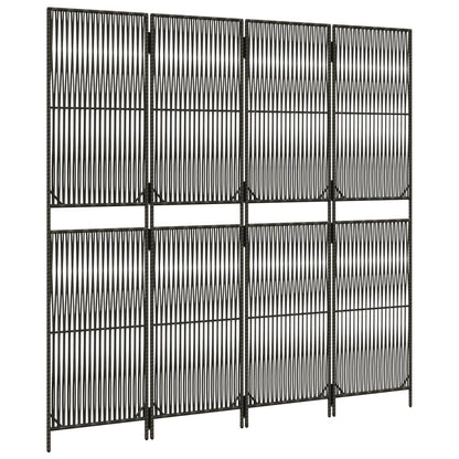 Paravent 4-tlg. Grau Poly Rattan - Pazzar.ch