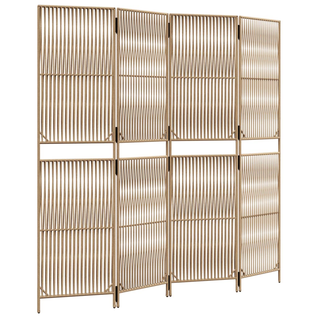 Paravent 4-tlg. Beige Poly Rattan - Pazzar.ch