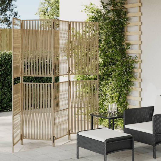 Paravent 4-tlg. Beige Poly Rattan - Pazzar.ch
