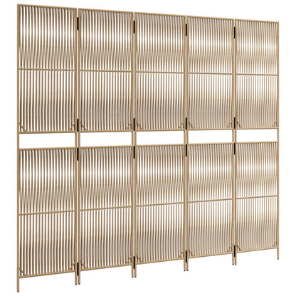Paravent 5-tlg. Beige Poly Rattan - Pazzar.ch