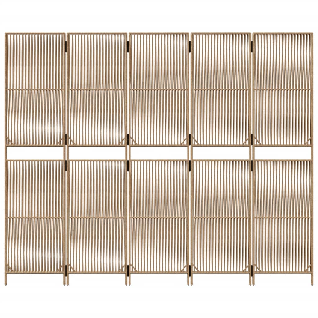 Paravent 5-tlg. Beige Poly Rattan - Pazzar.ch