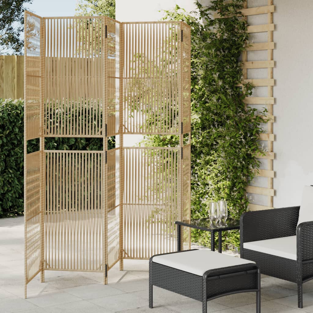 Paravent 5-tlg. Beige Poly Rattan - Pazzar.ch