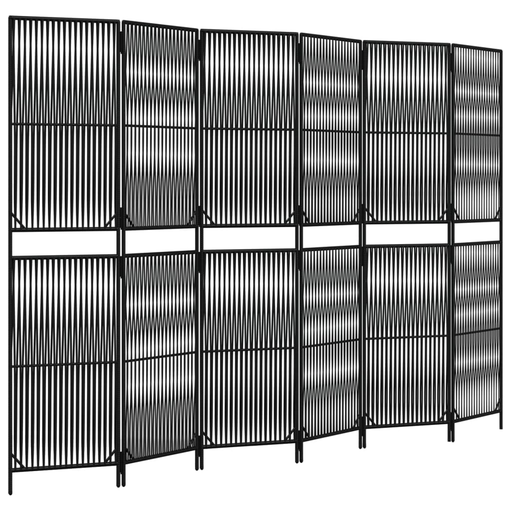 Paravent 6-tlg. Schwarz Poly Rattan - Pazzar.ch