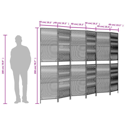 Paravent 6-tlg. Schwarz Poly Rattan - Pazzar.ch
