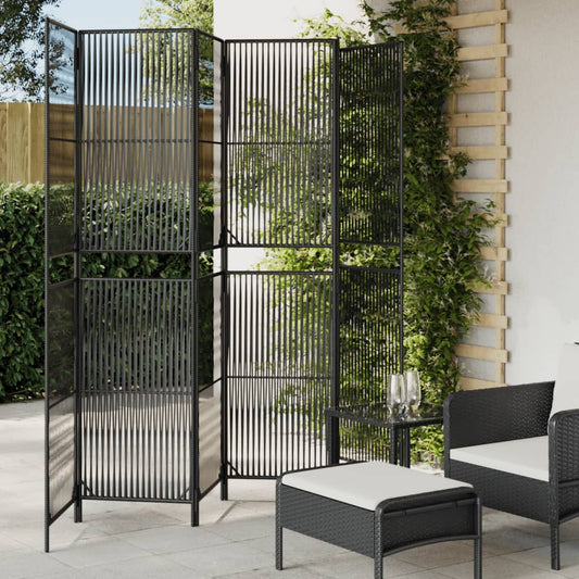 Paravent 6-tlg. Schwarz Poly Rattan - Pazzar.ch
