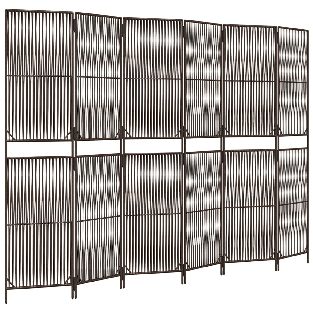 Paravent 6-tlg. Braun Poly Rattan - Pazzar.ch
