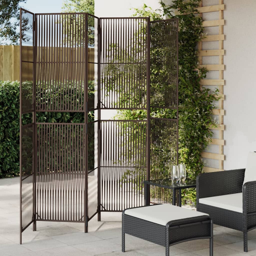 Paravent 6-tlg. Braun Poly Rattan - Pazzar.ch