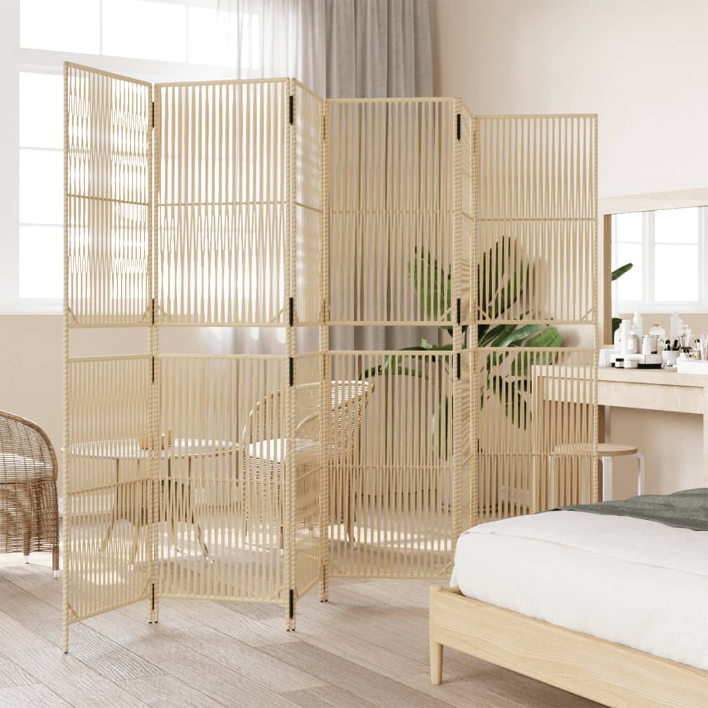 Paravent 6-tlg. Beige Poly Rattan - Pazzar.ch