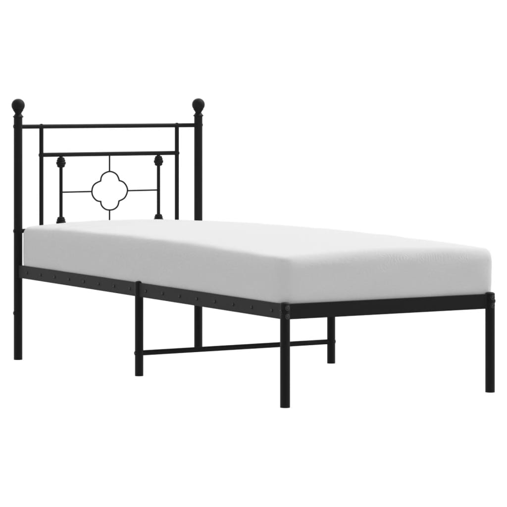 Bettgestell mit Kopfteil Metall Schwarz 75x190 cm - Pazzar.ch