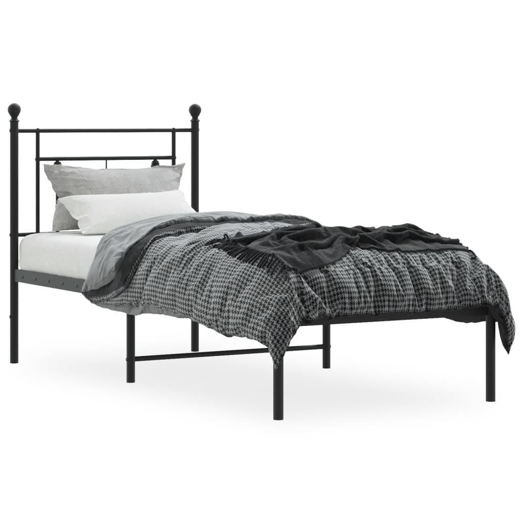 Bettgestell mit Kopfteil Metall Schwarz 75x190 cm - Pazzar.ch